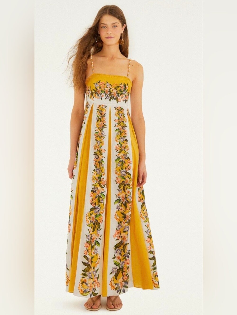 Farm Rio Sand Hilo Stripes Maxi Dress Medium B1857 - Picture 3 of 5
